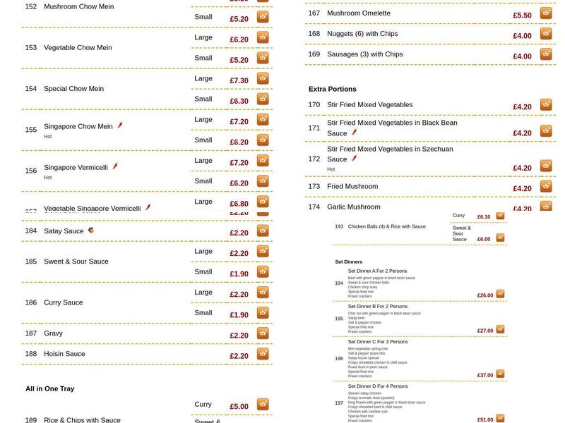 Peking Palace Chinese Takeaway Menu