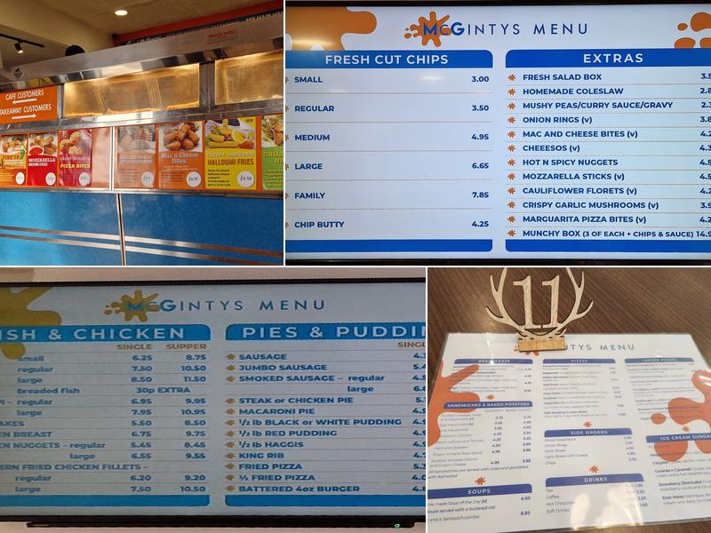 McGinty's chip shop Menu