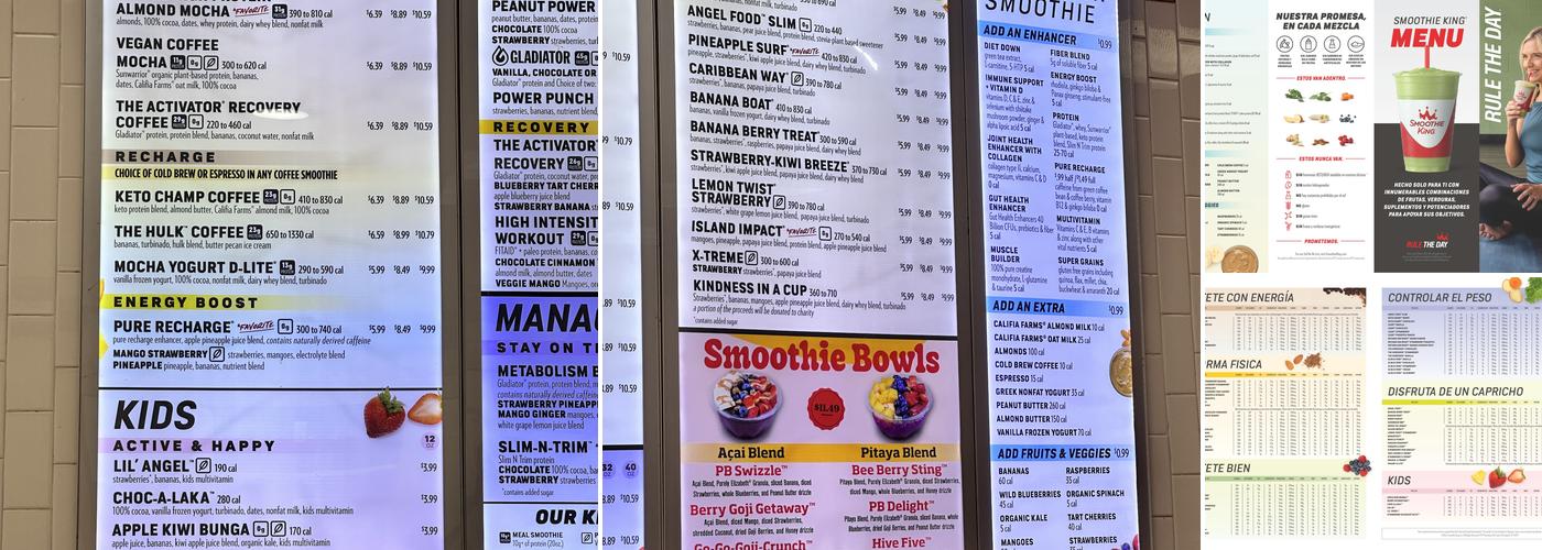 Smoothie King Menu