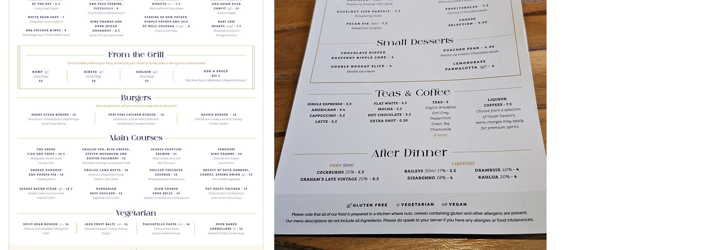 The Shore Grill & Fish House Menu