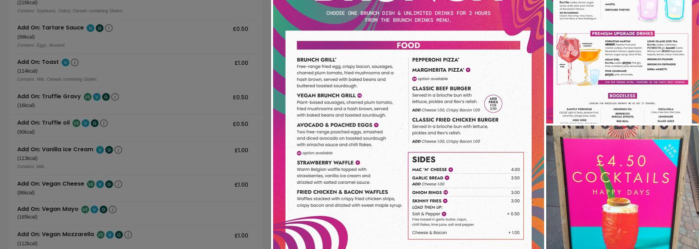 Revolution Inverness Menu