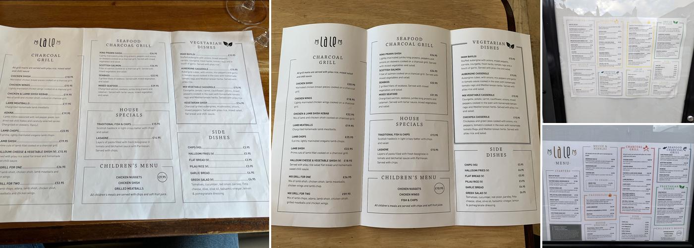 La Le Turkish Mediterranean restaurant Menu