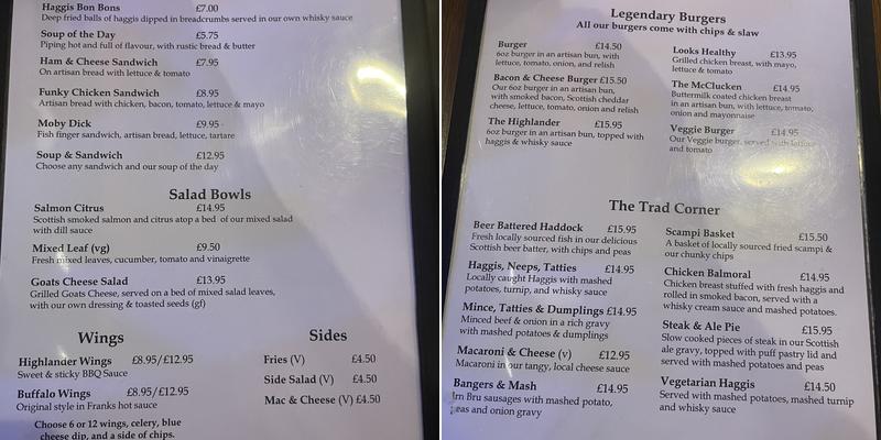 Highland Spice Menu