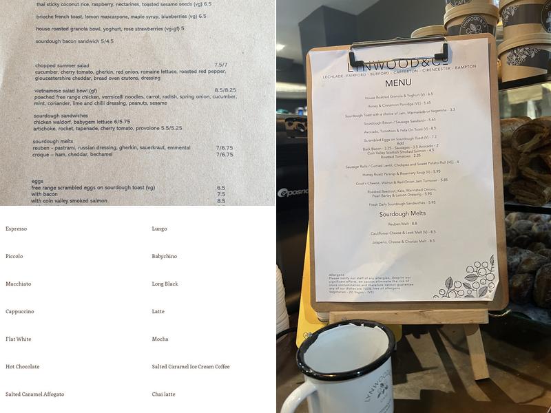 Lynwood & Co Lechlade Menu