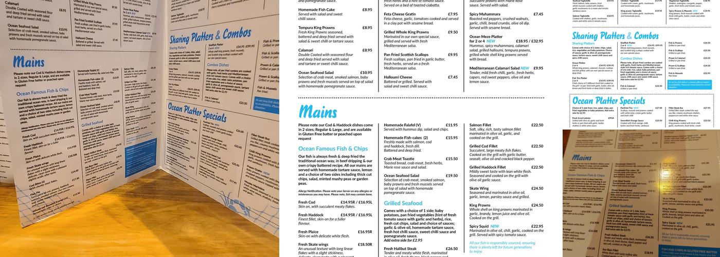 Ocean Fish Platter Menu