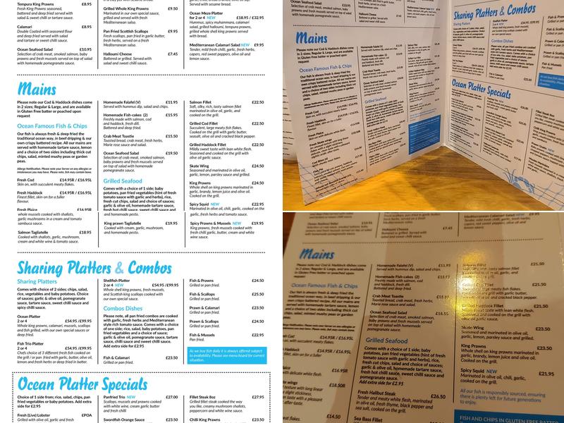 Ocean Fish Platter Menu