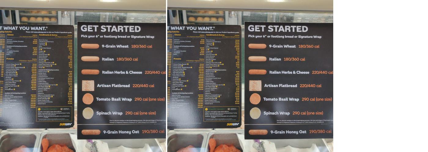 Subway Menu