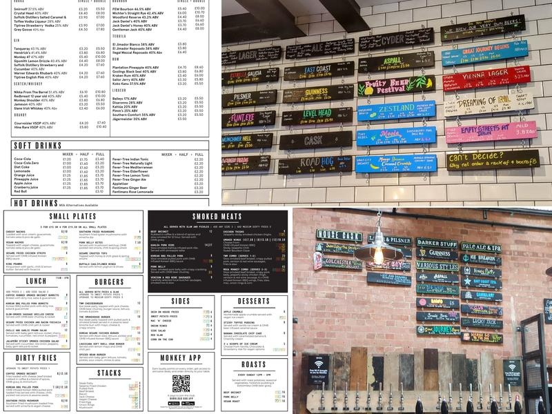 Three Wise Monkeys Ipswich Menu