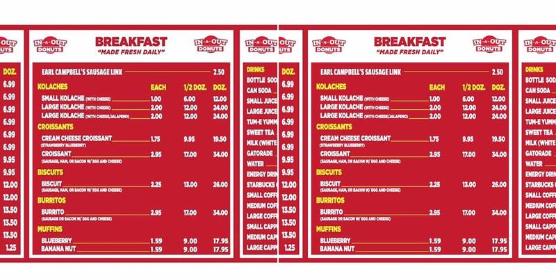IN-N-OUT Donuts #2 Menu