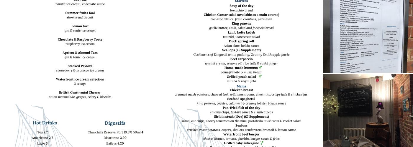 Waterfront Bistro Ipswich Menu