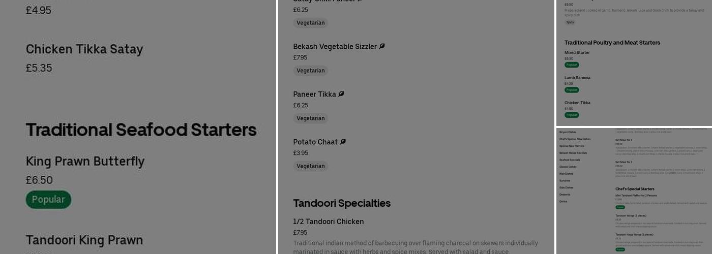 Bekash Tandoori Menu