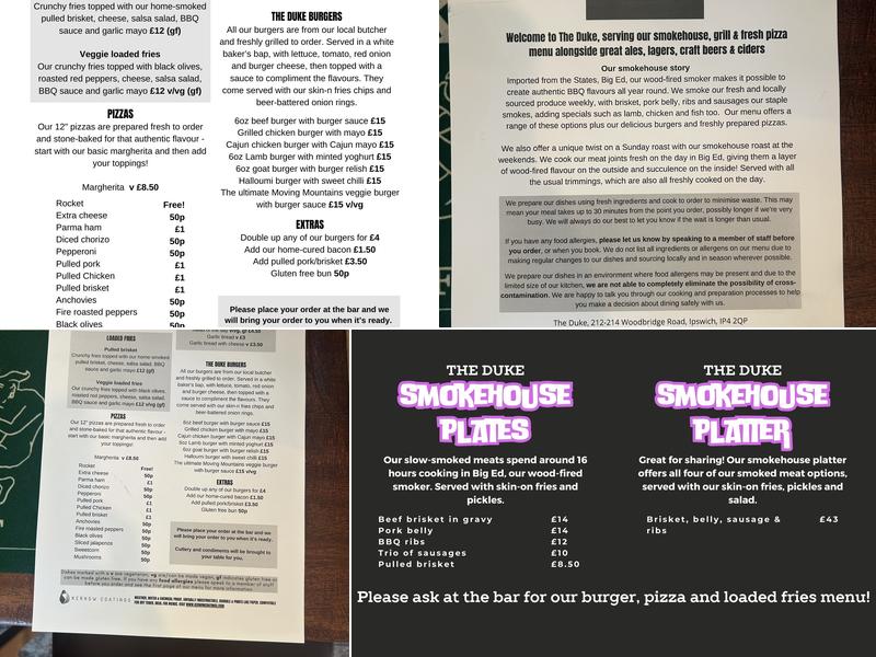 The Duke of York Menu