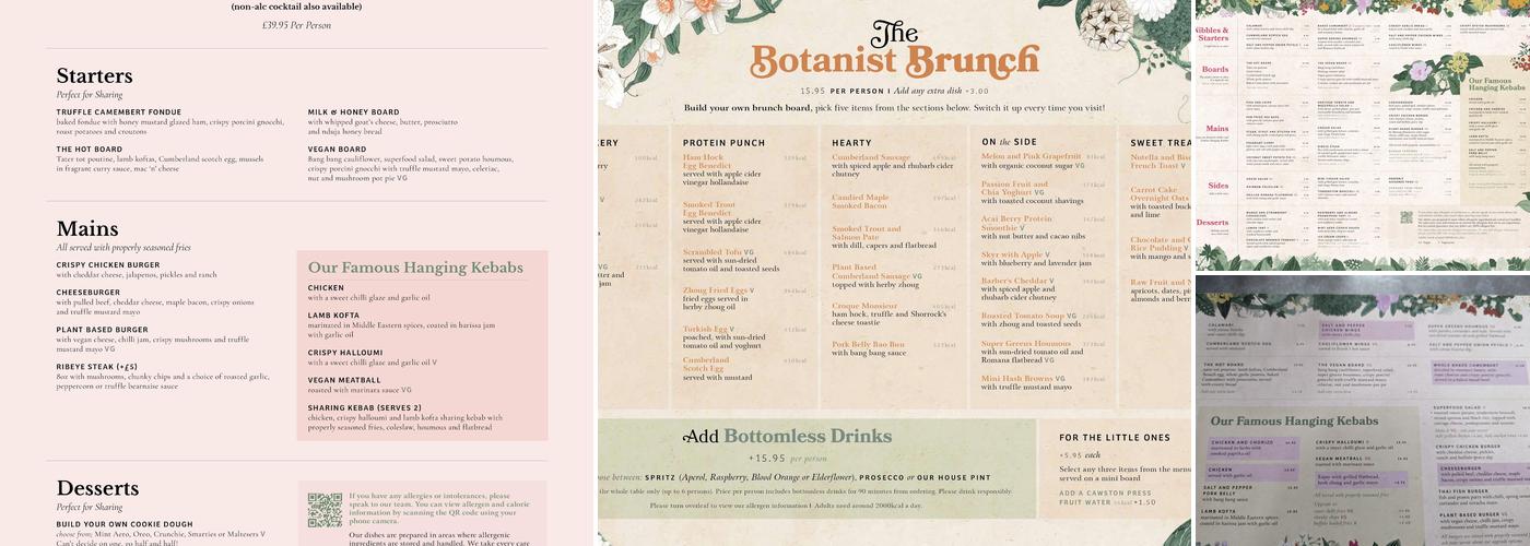 The Botanist Bar & Restaurant Ipswich Menu