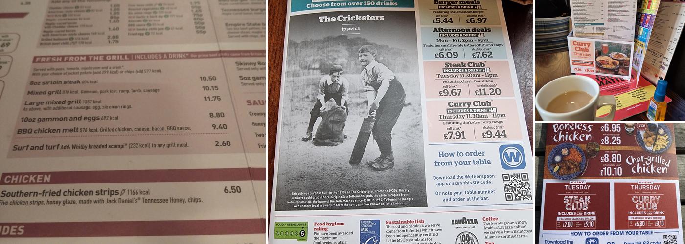 The Cricketers - JD Wetherspoon Menu