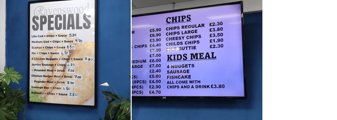 Ravenswood Fish & Chips Menu