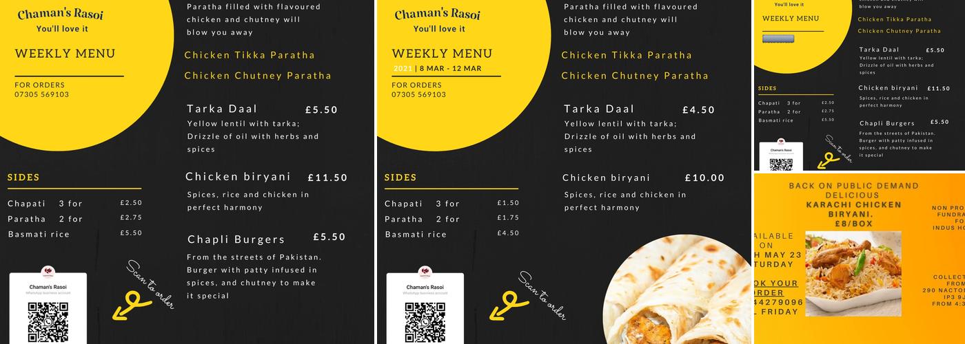 Chaman's rasoi Menu