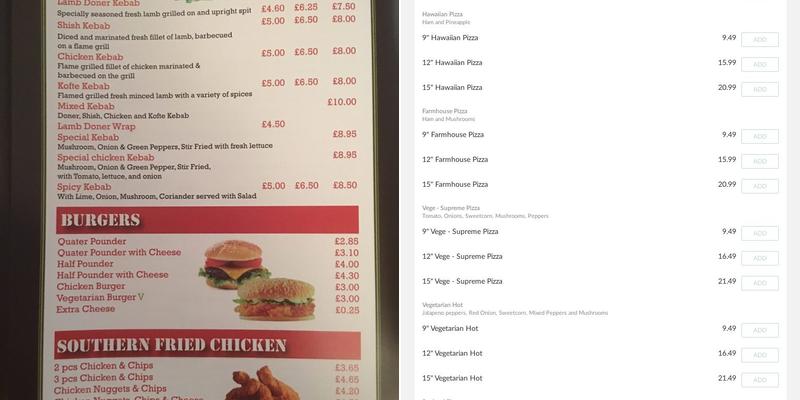 Martlesham Pizza Menu