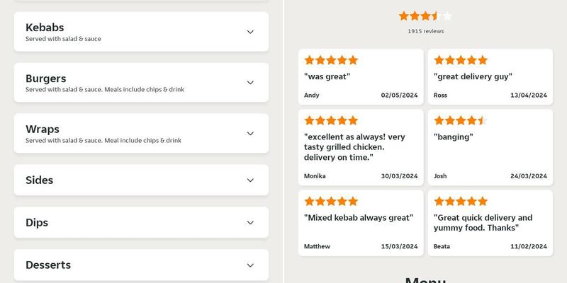 Super Kebab House Menu