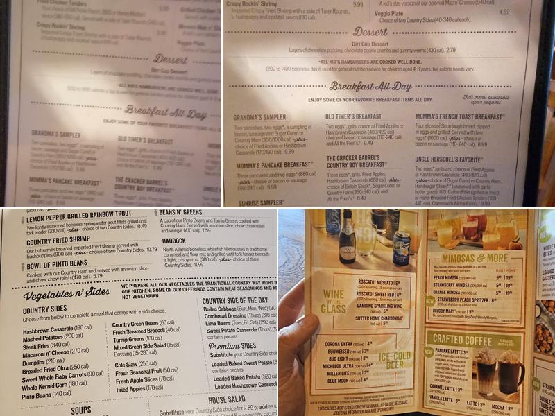 Cracker Barrel Old Country Store Menu