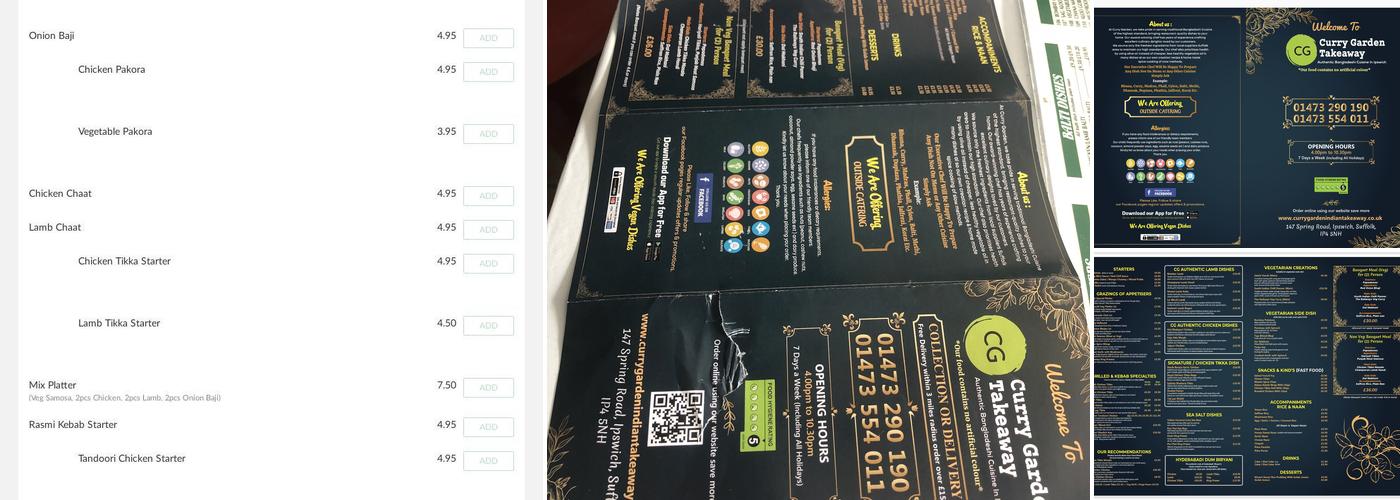 Curry Garden Indian takeaway Menu