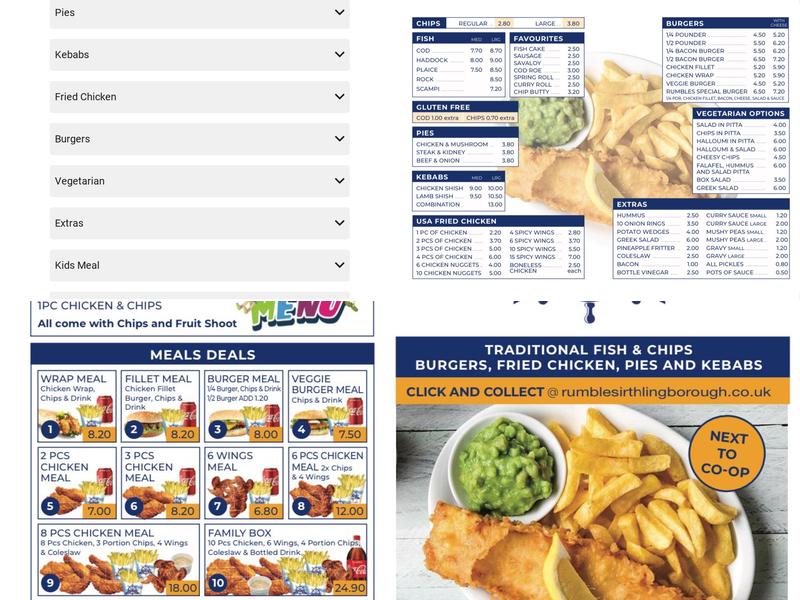 Rumbles Fish And Chips/Irthlingborough Menu