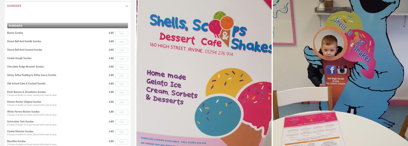 Shells Scoops & Shakes Menu