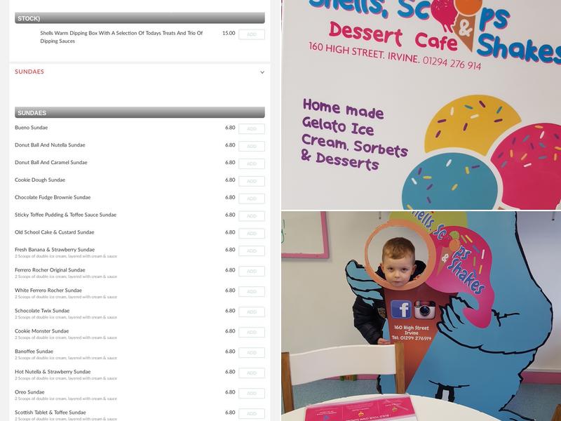 Shells Scoops & Shakes Menu