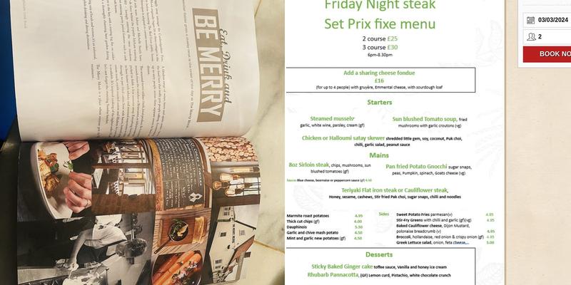 The Merry Monk Menu