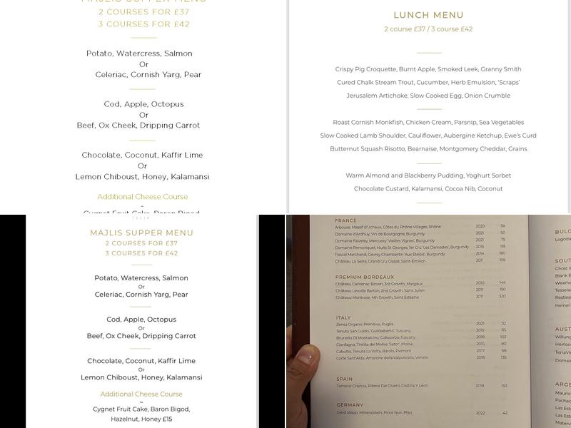 The Cygnet at Swan Inn Islip Menu