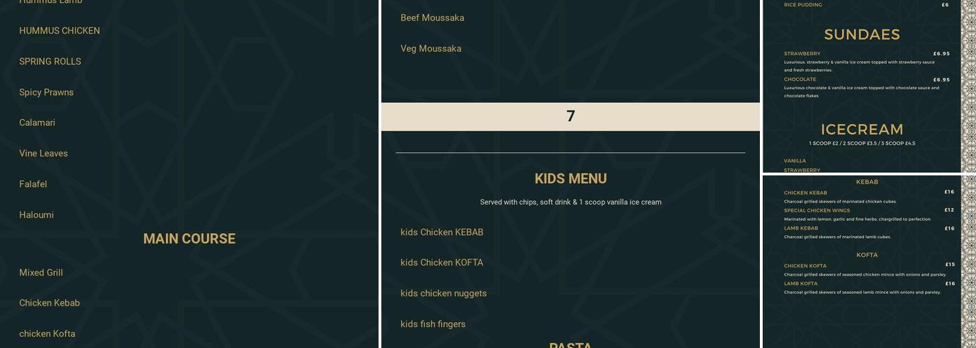 North Star Shisha Lounge Menu