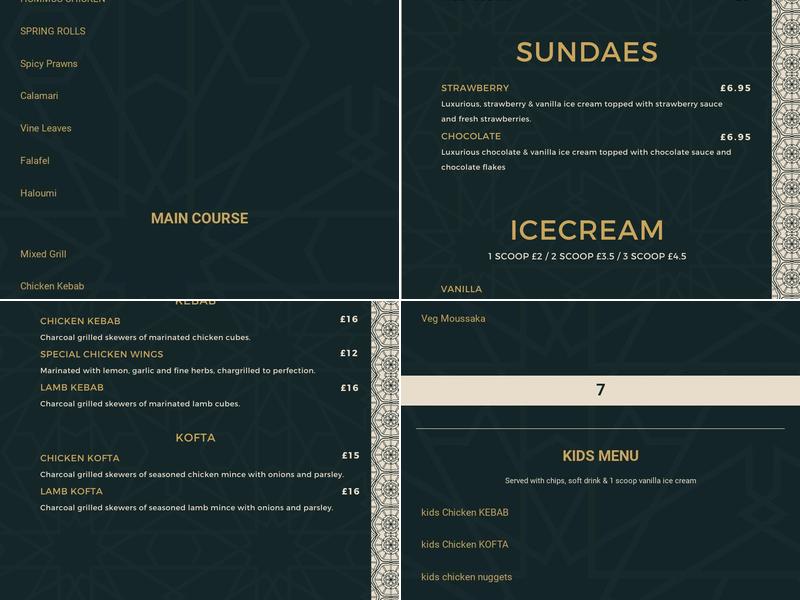 North Star Shisha Lounge Menu