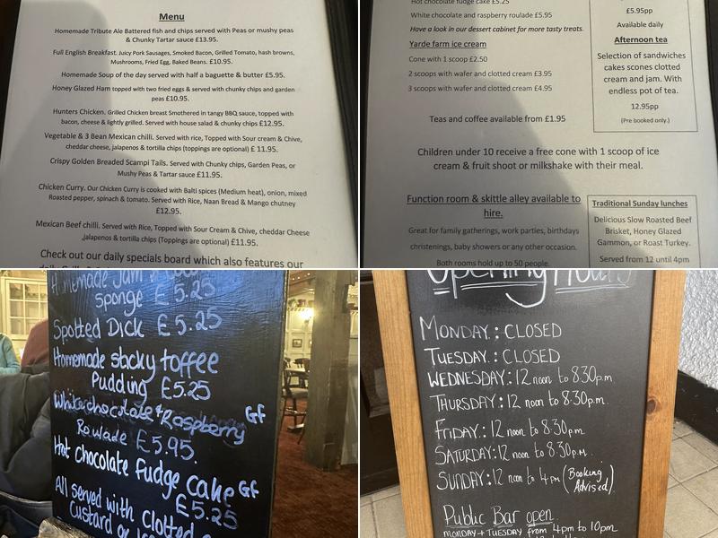 The Westward Inn Menu