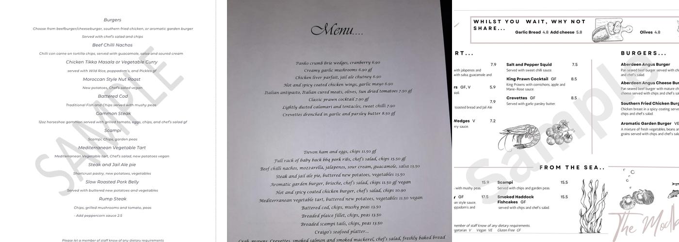 The Modbury Inn Menu
