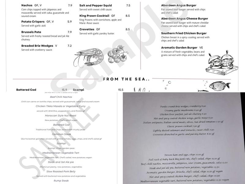 The Modbury Inn Menu