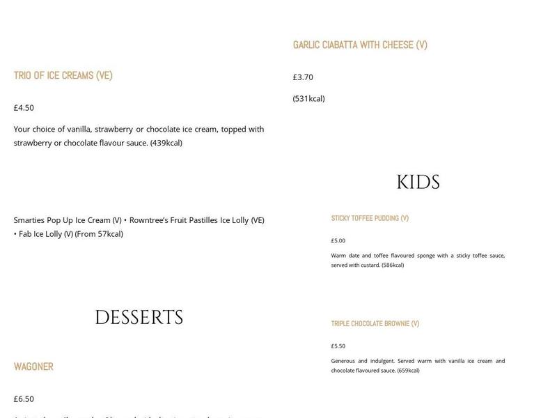 The Spateston Inn Menu