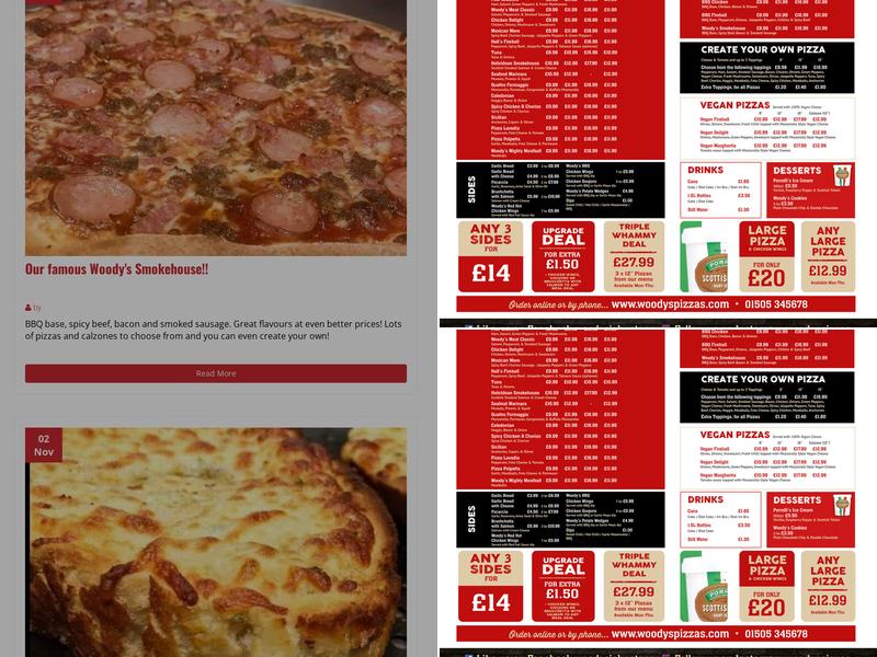 Woody's Pizzas Johnstone Menu