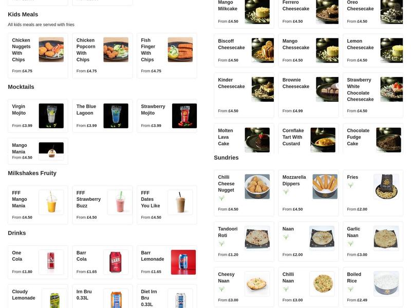 Shimlas Express Menu