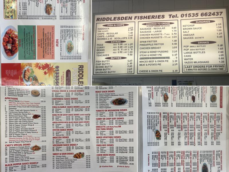 Riddlesden Fisheries Menu