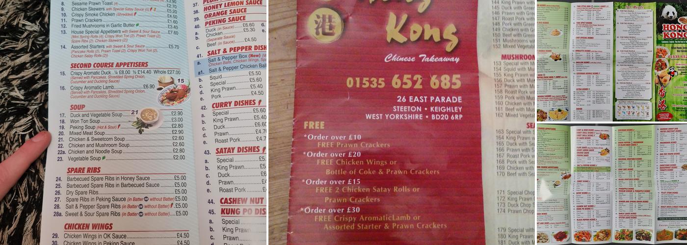 Hong Kong Chinese Takeaway Menu