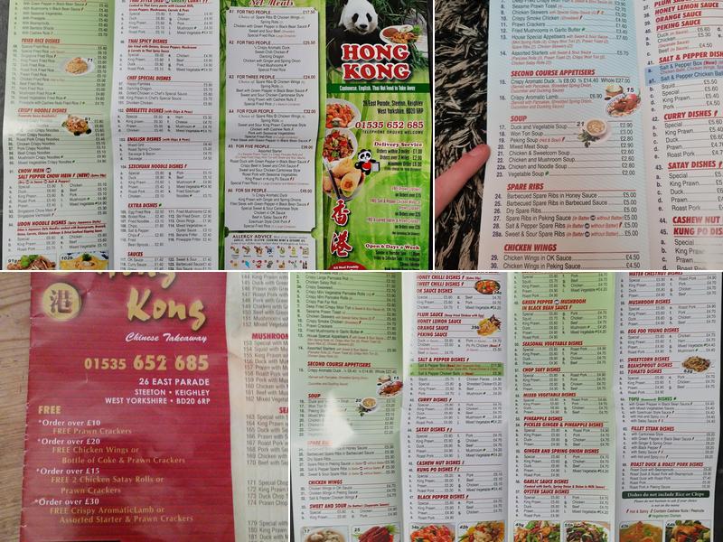 Hong Kong Chinese Takeaway Menu