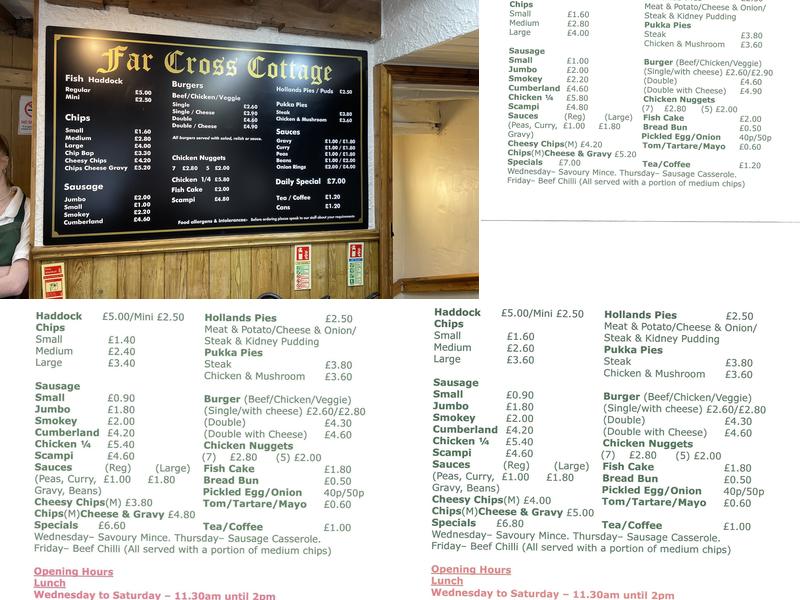 Far Cross Chippy Menu