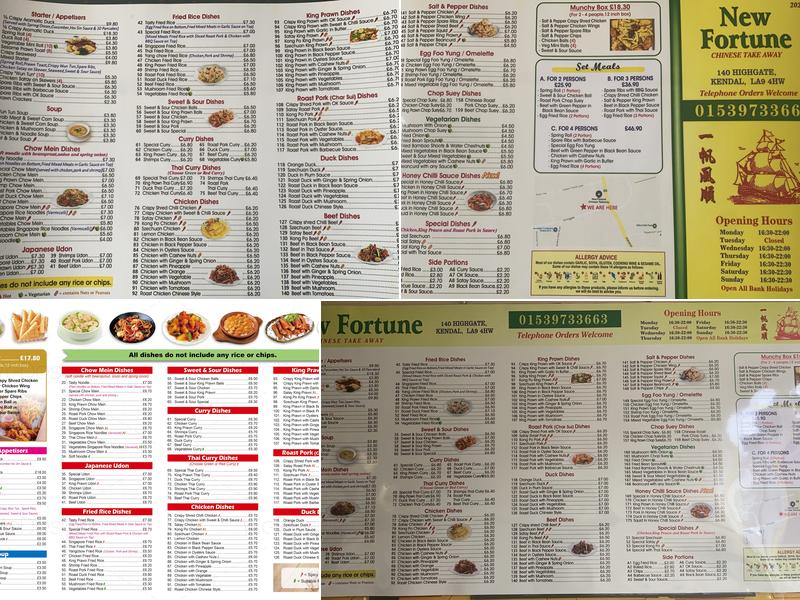 New Fortune Chinese Takeaway Menu
