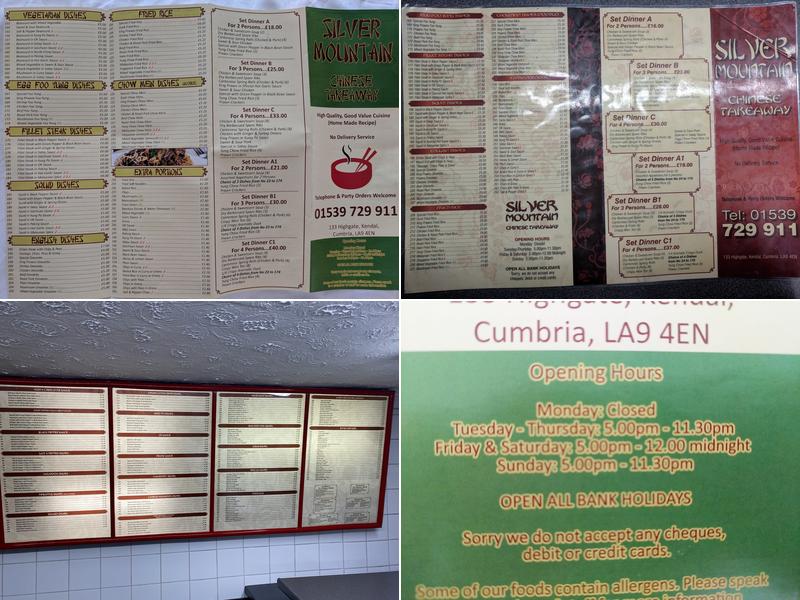 Silver Mountain Menu