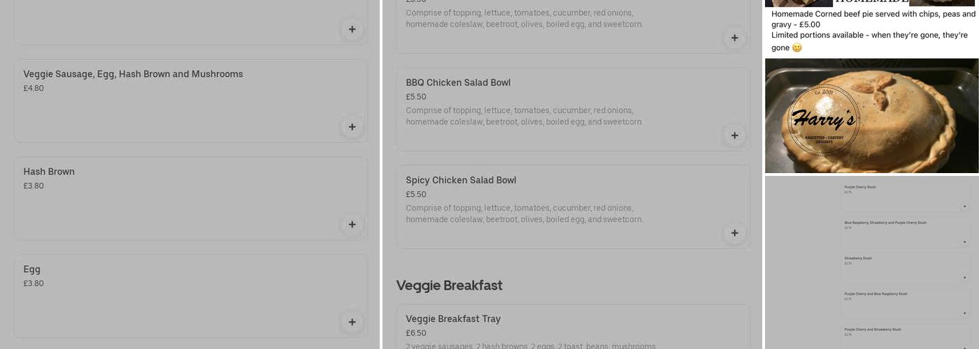 Harry's Baguette Shop Menu