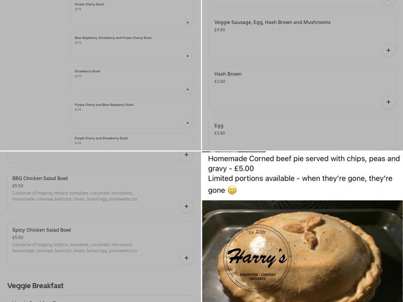 Harry's Baguette Shop Menu