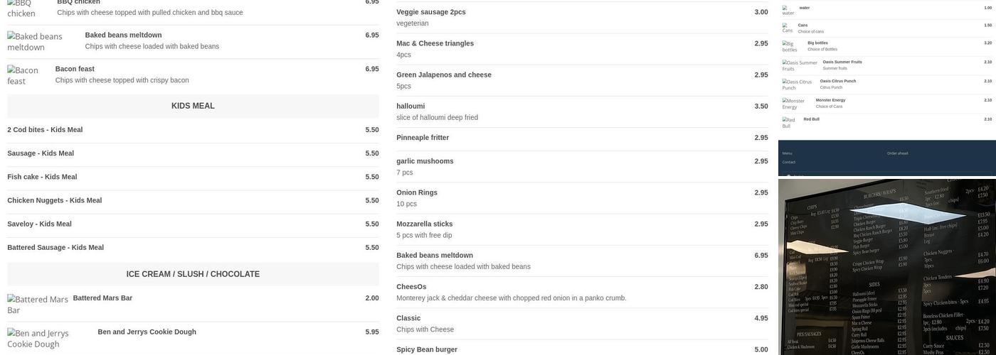Moores Fish & Chips Menu