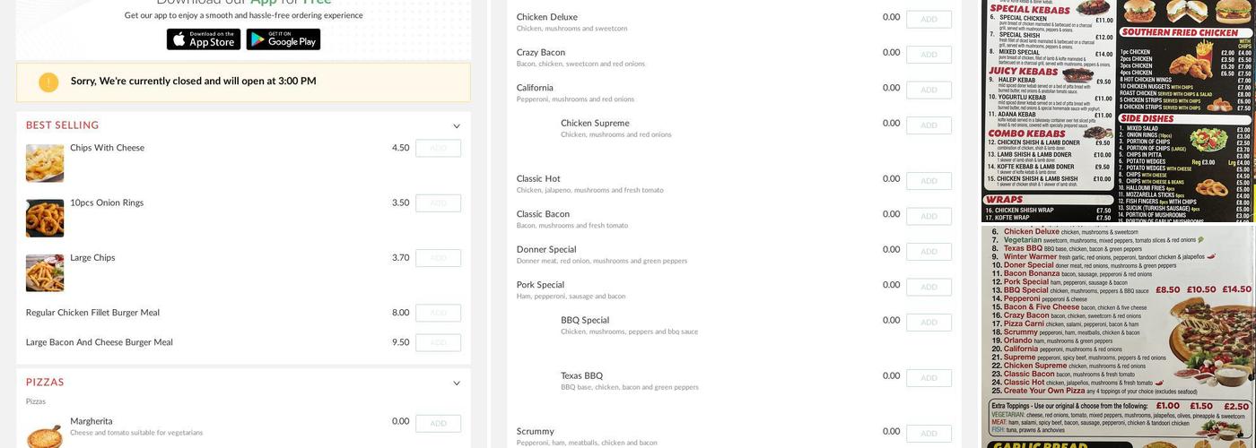 Kessingland Pizza & Kebab Menu