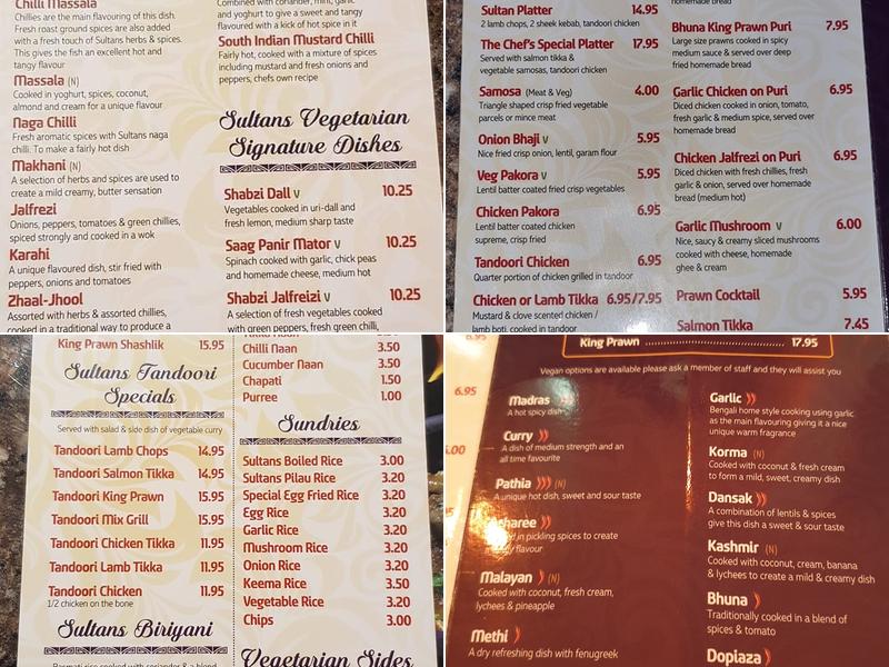 Sultan of Keswick Menu