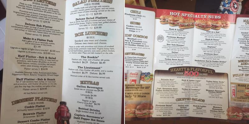 Firehouse Subs Channell Menu