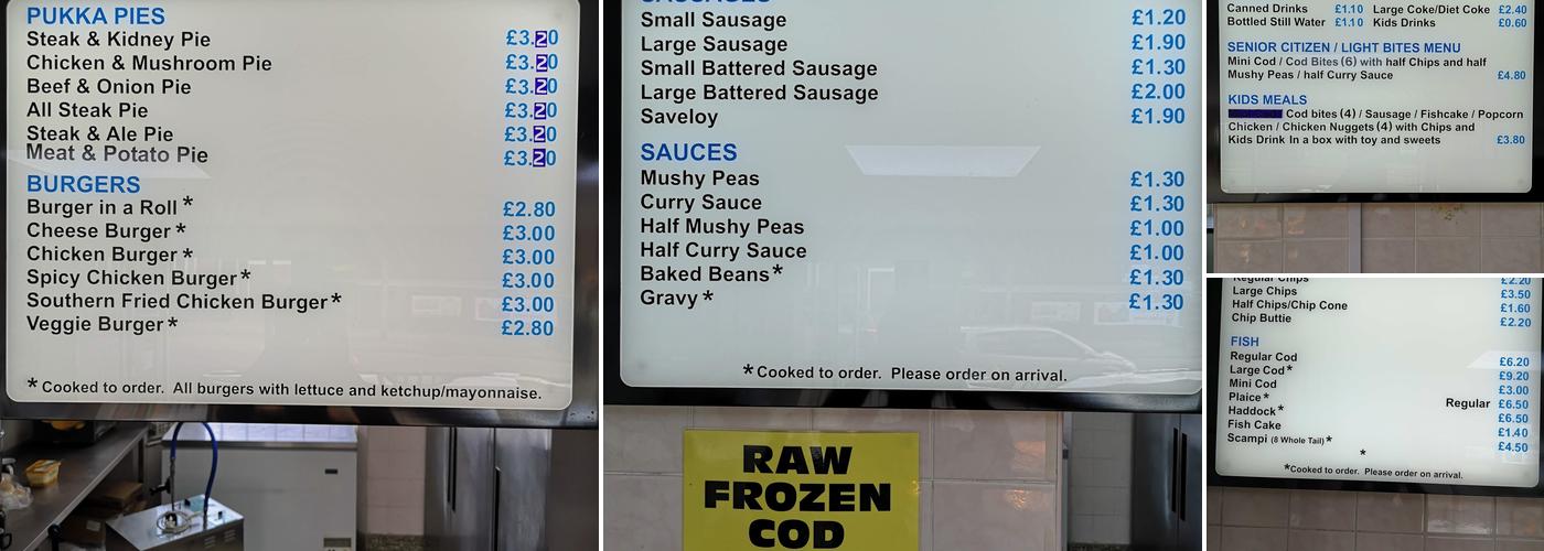 M. D's Fish Bar Menu